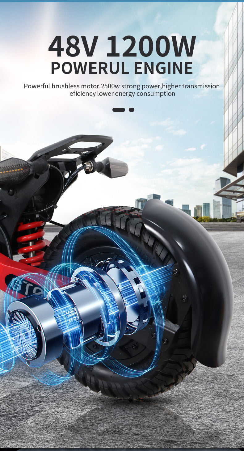 GT06 Electric Scooter 1200W Motor 48V23.4AH Battery 11 inch off-road tires 45-50km/h Max speed 150kg load