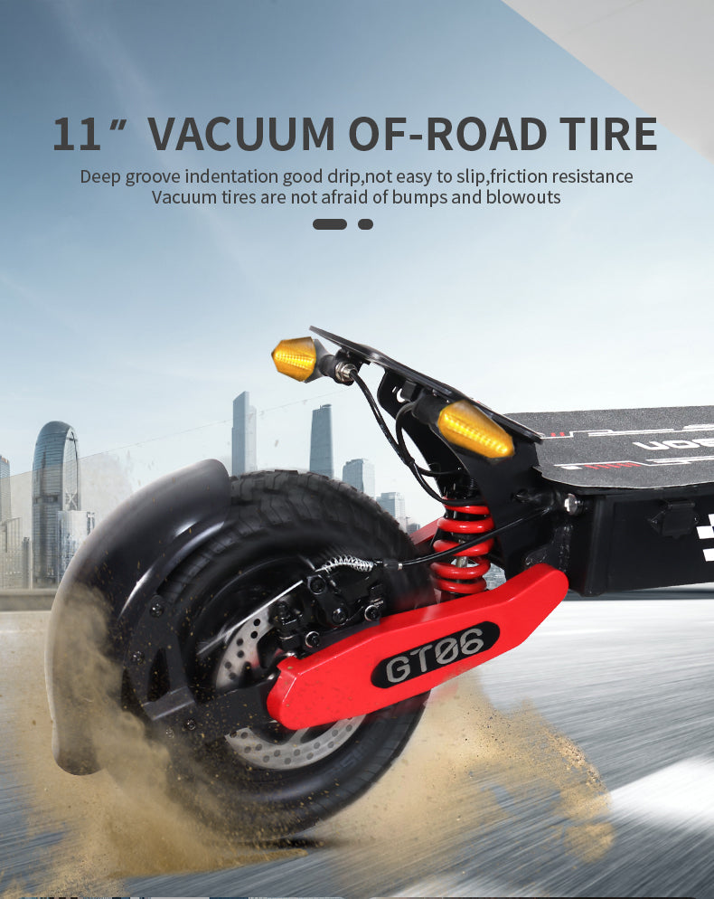GT06 Electric Scooter 1200W Motor 48V23.4AH Battery 11 inch off-road tires 45-50km/h Max speed 150kg load