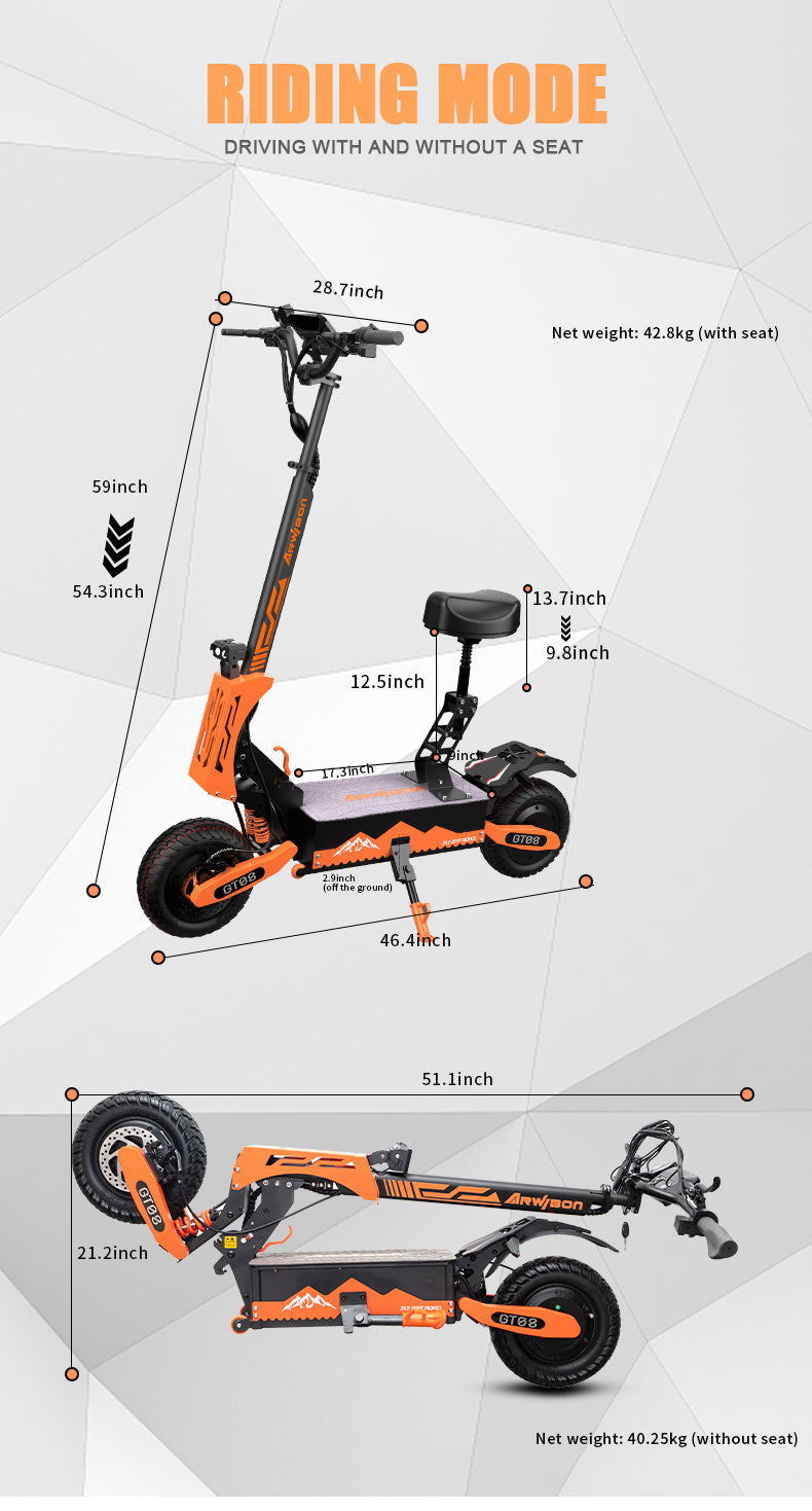 GT08 Electric Scooter For Adult 5600W Motor 60V 27AH E-Scooter 11 Inch Vacuum Off-Road Tires Off-Road Escooter
