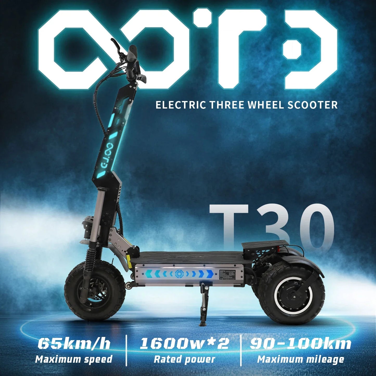 OOTD T30 Electric Scooter 3200W Dual Motor 60V 31.2Ah NFC Unlocking Function E-Scooter 13" Off-road Fat Tires Scooters Electric