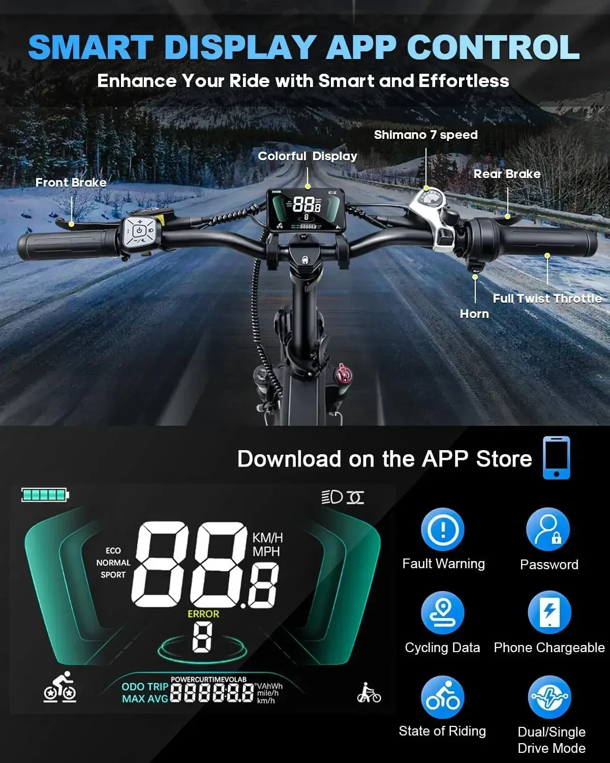 Wallke H9 AWD Electric Bicycle 2000W Folding Electric Bike 40AH/60AH Ebike 20*4.0" Fat Tire E-Mountain Bike with APP Control