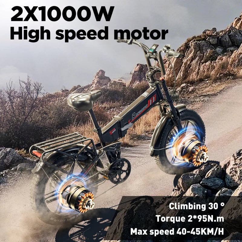 RANDRIDE YX20M-2 Folding Electric bike 2000W 20Ah two-engine Electric bike with hydraulic brakes and double fork