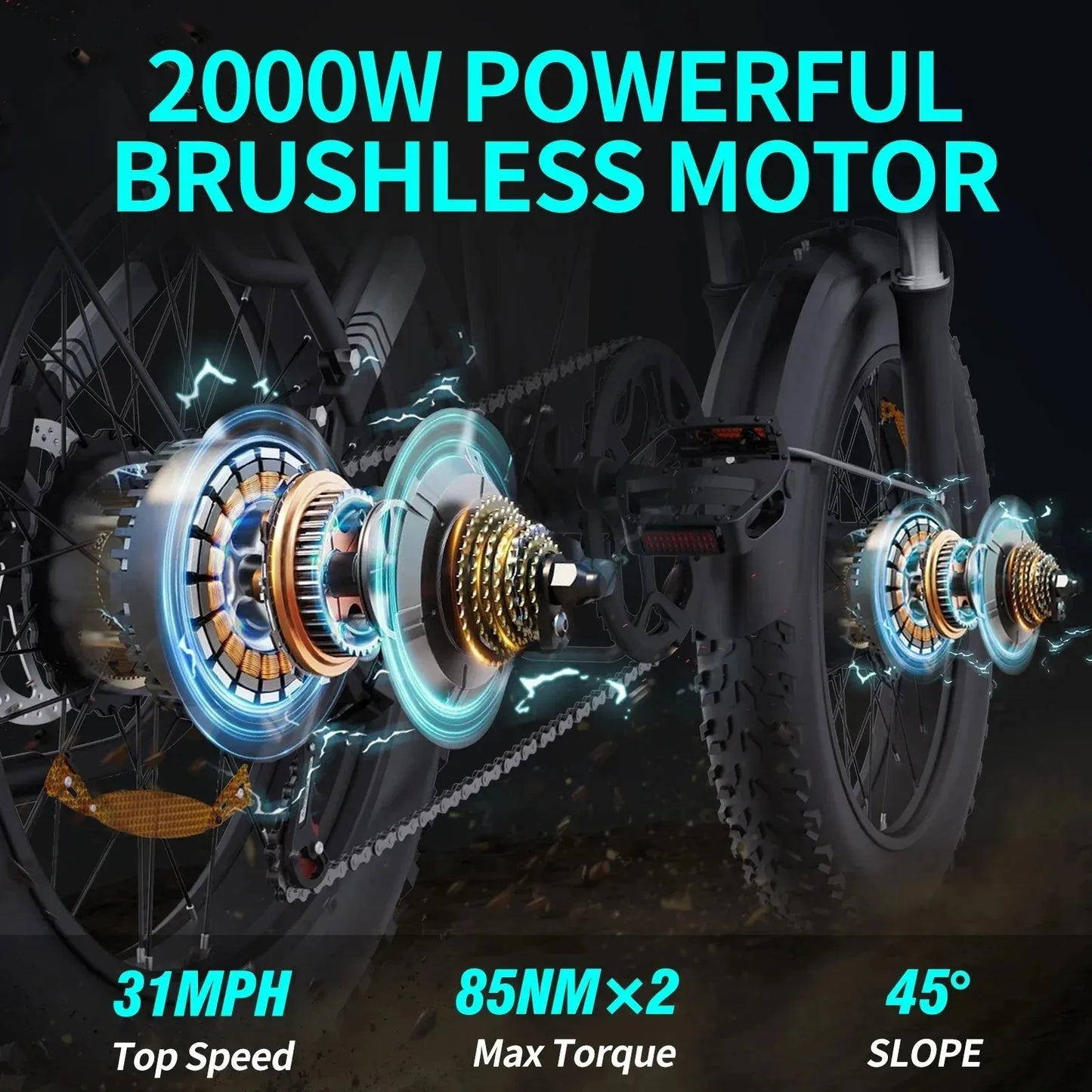RIDSTAR H20 PRO Folding Electric Bike 2000W Dual Motor 48V23AH Hidden Battery Electric Bicycle Adult 20" Fat Tire Mountain Ebike