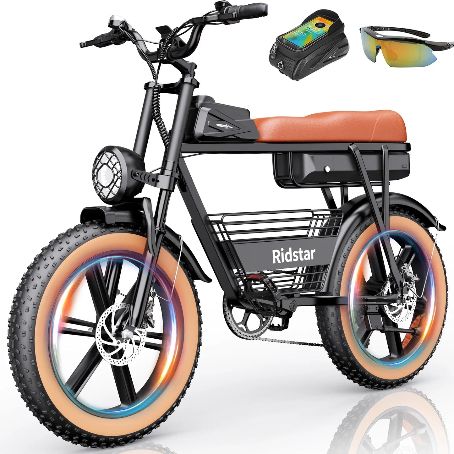 Ridstar CR20 1000W Motor 48V 15AH Long life Removable battery 20 Inch Fat Tire Adult City Mountain Electric Bicycle