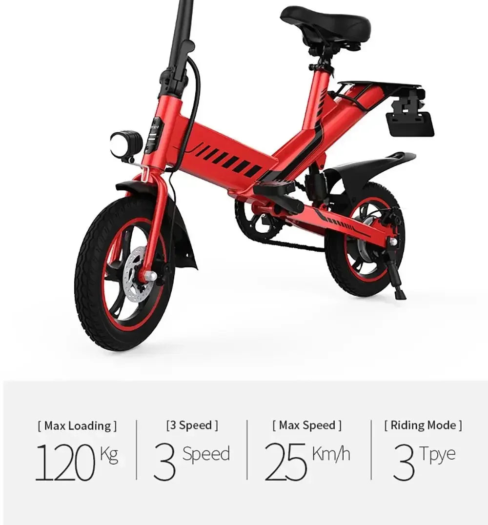 Y1S Electric Bike 12 inch Tire Brushless Motor 25km/h Max Speed, 36V 7.8Ah Lithium Battery City Bicycle 45km Rang