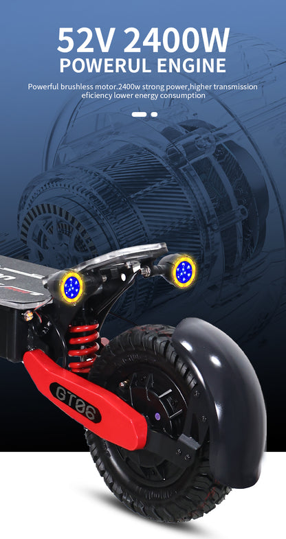 GT06 PLUS Electric Scooter for Adult 2400W Motor 52V 23.4AH E-Scooter Vacuum Off Road Tires All Terrain E-Scooter