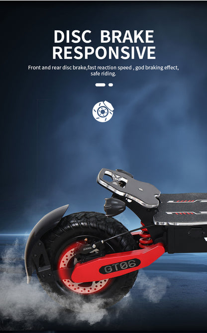 GT06 PLUS Electric Scooter for Adult 2400W Motor 52V 23.4AH E-Scooter Vacuum Off Road Tires All Terrain E-Scooter