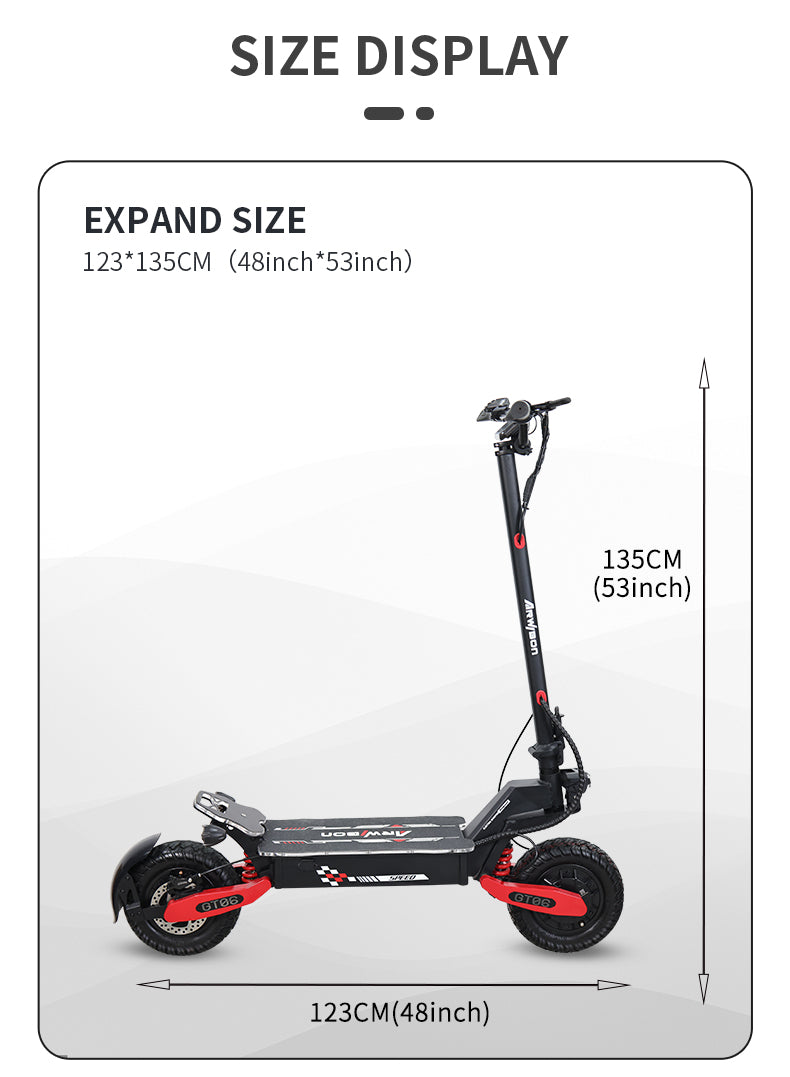 GT06 PLUS Electric Scooter for Adult 2400W Motor 52V 23.4AH E-Scooter Vacuum Off Road Tires All Terrain E-Scooter