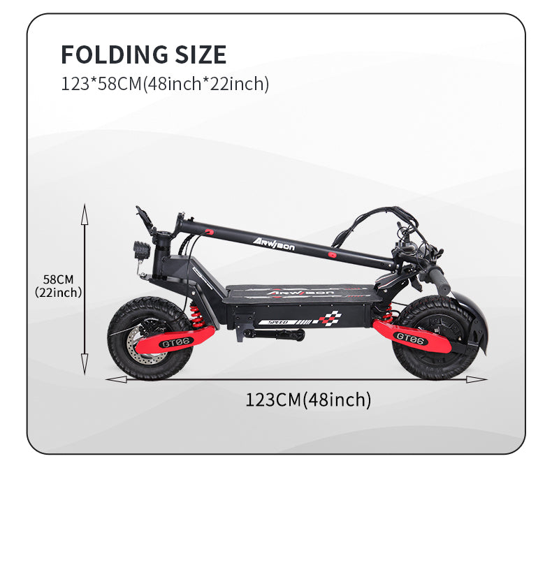GT06 Electric Scooter 1200W Motor 48V23.4AH Battery 11 inch off-road tires 45-50km/h Max speed 150kg load