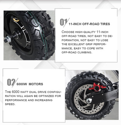 Q12plus Electric Scooter 6000W-60V-38AH Electric Scooter 80km-100KM/H Endurance 100km Road Off-road Electric Scooter