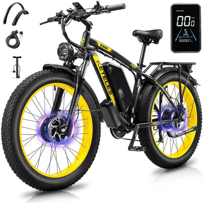 KETELES k800 adult 2000W dual motor electric bike, 23AH battery, 26*4.0 fat tire electric mountain bike.