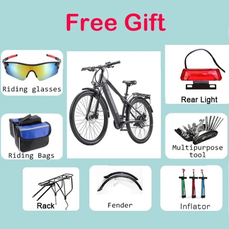 RANDRIDE YG70 27.5Inch Off-road Fatbike1000W 14AH Folding Electric Bicycle with 27 Speed for Man Woman Full Suspension