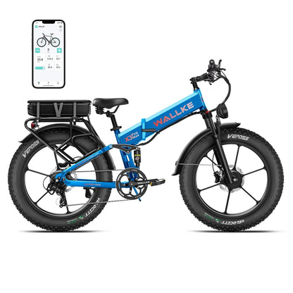 Wallke X3 Electric Bike 1500W Dual Motor 22AH/44AH Foldable Electric Bicycle  26'' Fat Tire E-Mountain Bike With APP Control