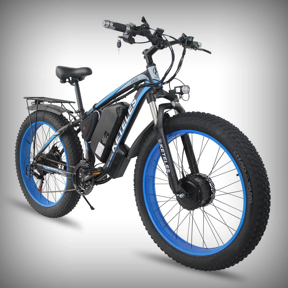 KETELES K800 1000W 17.5AH Electric Bicycle Two Wheel Drive E-Bike Fat Tire Dual Motor Electric Bike For Men 26 Inch