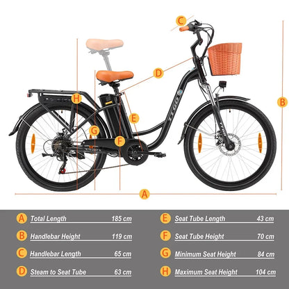 TTGO YY-26ST Electric Bike, 250W Motor, 36V 14.5AH Battery, 26*1.95-inch Tires, 25km/h Max Speed, 100km Max Range, Disc Brake