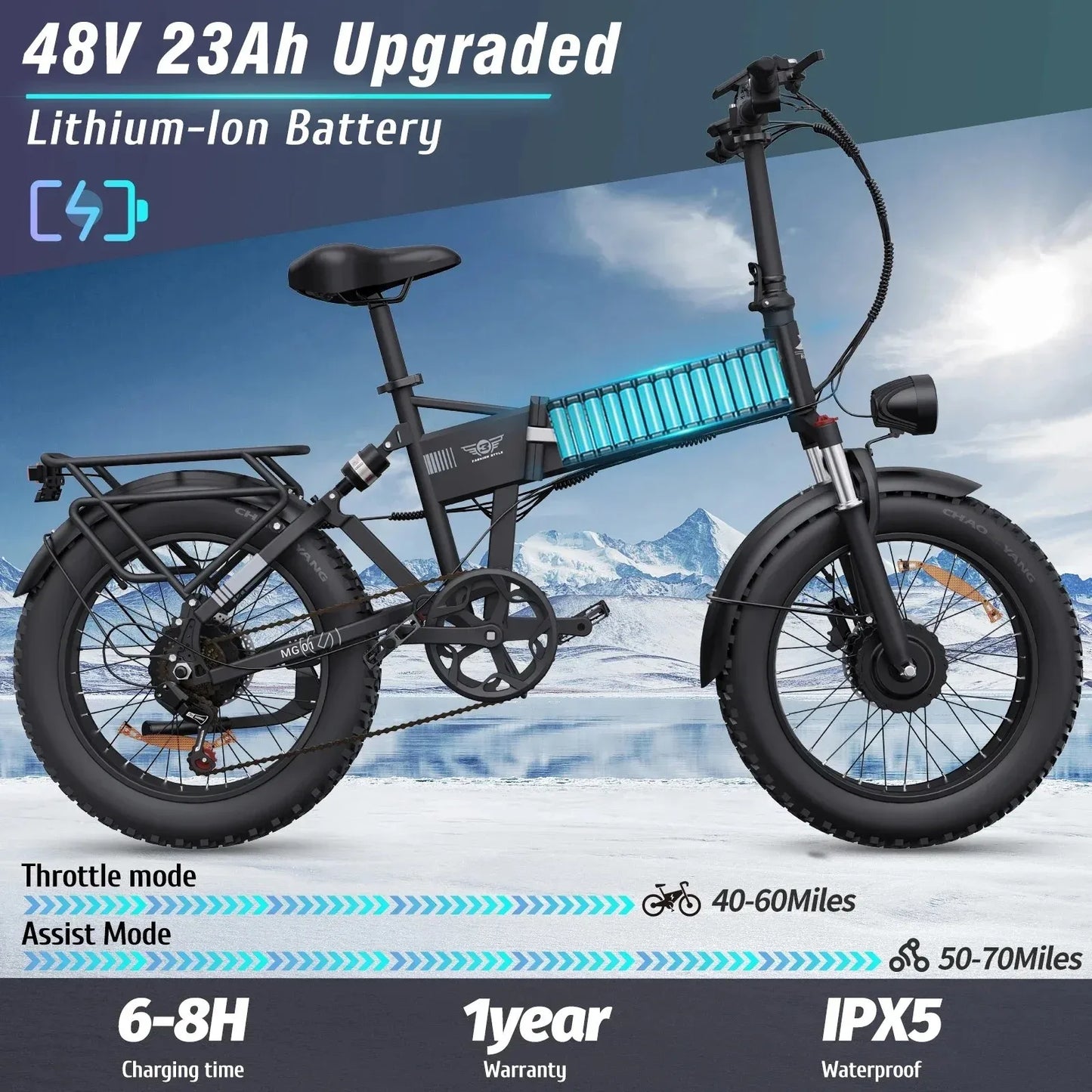 RIDSTAR H20 PRO Folding Electric Bike 2000W Dual Motor 48V23AH Hidden Battery Electric Bicycle Adult 20" Fat Tire Mountain Ebike