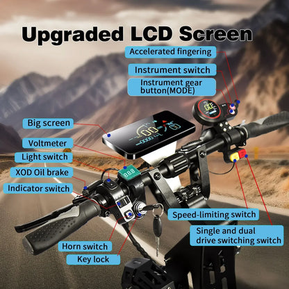 X14 Adult Electric Scooter with Maximum Speed of 65 Mph Travel 70 Mph 60V/72V 50AH,10000W Dual Electric Scooter Off-road