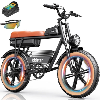 Ridstar CR20 1000W Motor 48V 15AH Long life Removable battery 20 Inch Fat Tire Adult City Mountain Electric Bicycle