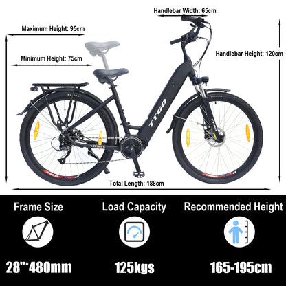 TTGO LK-ZZ-28ST City Electric Bike 36V20AH Battery 180km Range,25km/h 250W Motor Adult Electric Bicycle,26"Mountain Fat Ebike