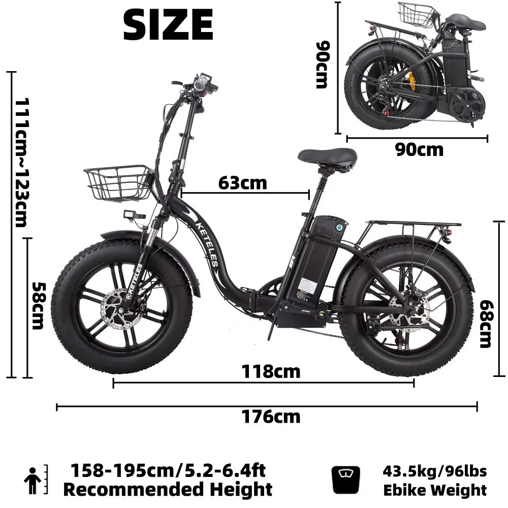 KETELES KF9 Electric Bicycle 1000W48V35AH Electric Folding E-Bike Removable Battery Mountain Cross-Country All Terrain