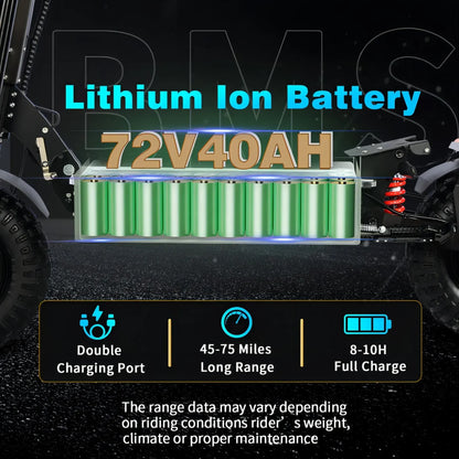 X14 Adult Electric Scooter with Maximum Speed of 65 Mph Travel 70 Mph 60V/72V 50AH,10000W Dual Electric Scooter Off-road