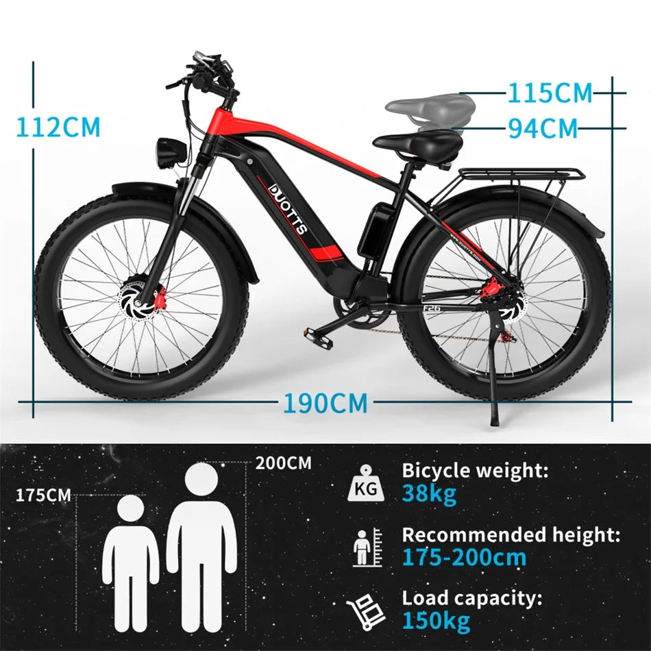 DUOTTS F26 750W*2 Dual Motors 48V 17.5AH Electric Bike 26-inch Tire Adult City Mountain Electric Bicycle