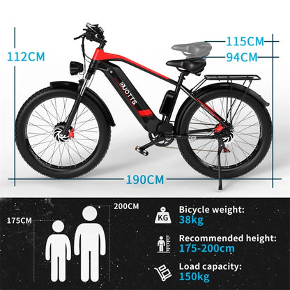 DUOTTS F26 750W*2 Dual Motors 48V 17.5AH Electric Bike 26-inch Tire Adult City Mountain Electric Bicycle