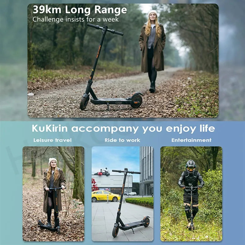 KuKirin S1 Max Electric Scooter 8 Inch Tire Escooter 350W 36V 10.4Ah Foldable Electric Scooter 30KM/H Max Speed 39km Range  ﻿