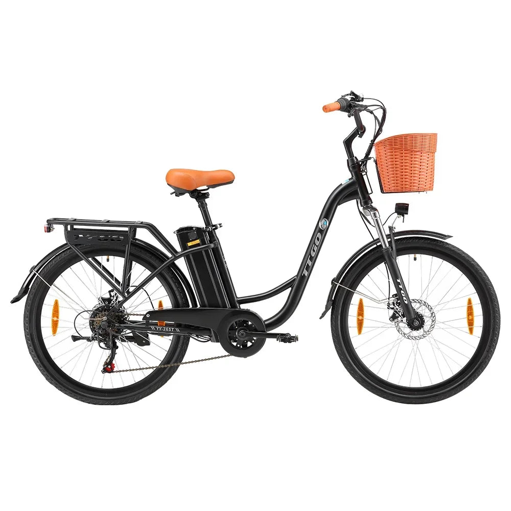 TTGO YY-26ST Electric Bike, 250W Motor, 36V 14.5AH Battery, 26*1.95-inch Tires, 25km/h Max Speed, 100km Max Range, Disc Brake
