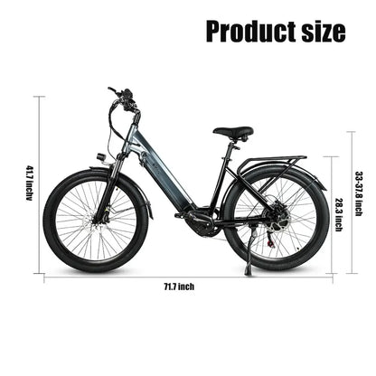 CMACEWHEEL L26 Adult Fat Bike MTB 48V 18Ah 26x4in Electric Mountain Bicycle for Road Use
