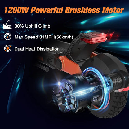 KuKirin G3 Electric Scooter 1200W Rear Motor 52V18Ah Adult E-Scooter 50KM/H Max Speed Touchable Display Control Panel EScooters