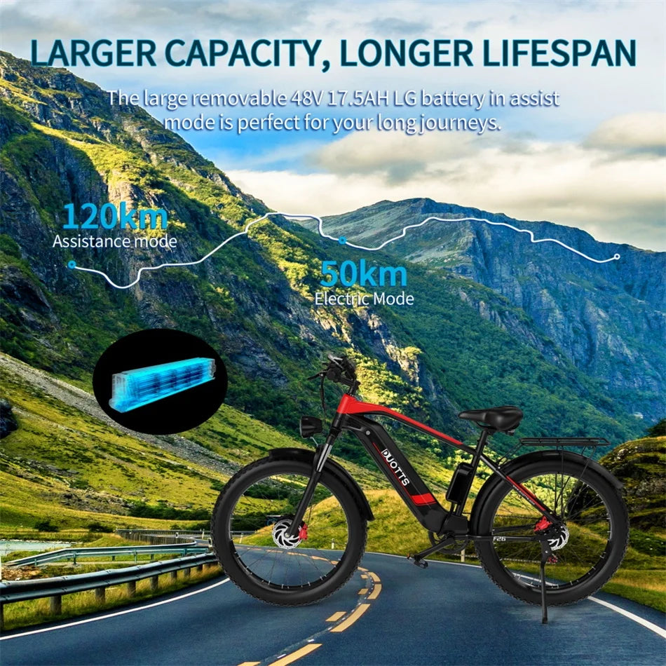 DUOTTS F26 750W*2 Dual Motors 48V 17.5AH Electric Bike 26-inch Tire Adult City Mountain Electric Bicycle
