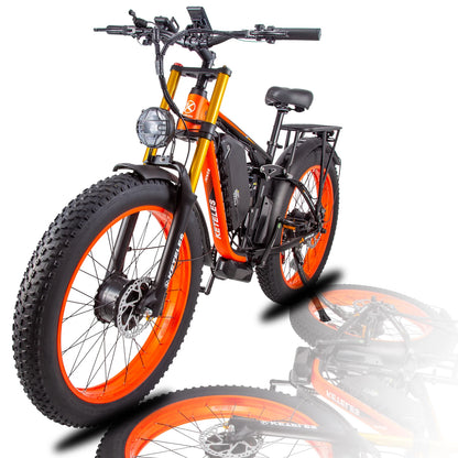 KETELES K800P E-bike 2000W Dual Motor 48V 23AH All-terrain Electric Bicycle Full Suspension 26 inch Fat Tire Adult Electric Bike