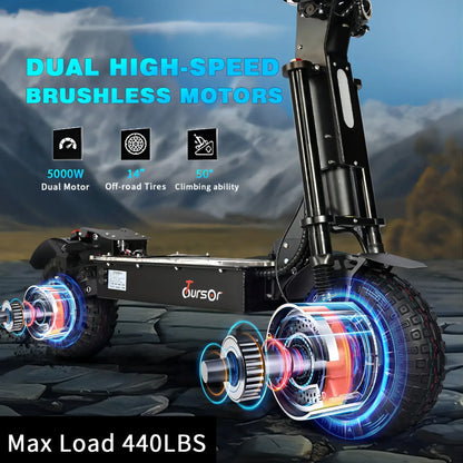 X14 Adult Electric Scooter with Maximum Speed of 65 Mph Travel 70 Mph 60V/72V 50AH,10000W Dual Electric Scooter Off-road