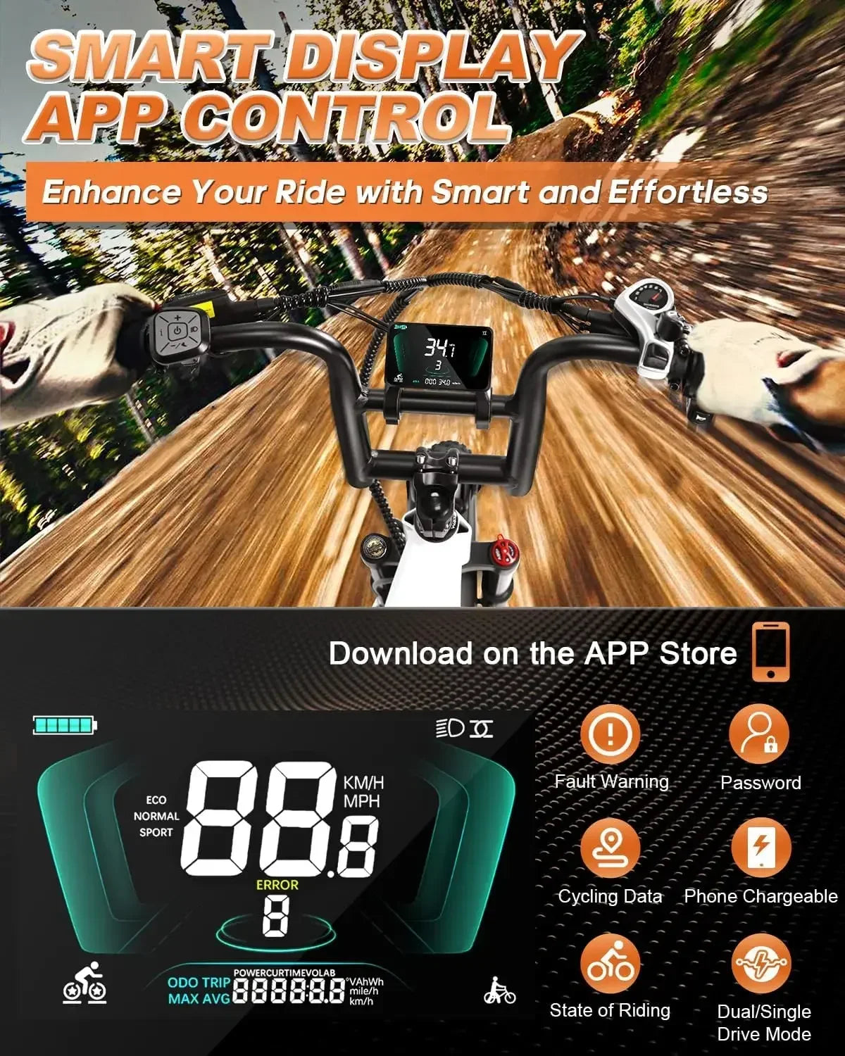 Wallke H7 Electric Bicycle 1200W/2000W Dual Motor Electric Bike 40Ah/60Ah Step Thru Ebike 20*4'' Fat Tire Ebike W/APP Control