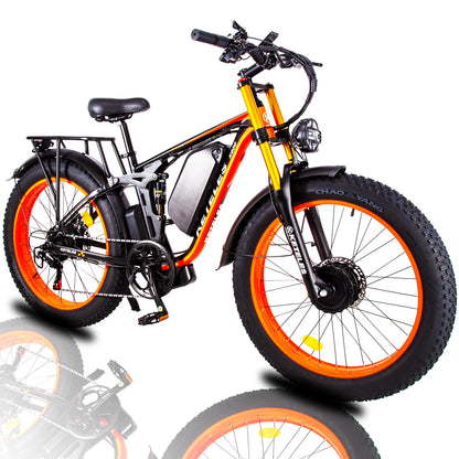 KETELES K800P E-bike 2000W Dual Motor 48V 23AH All-terrain Electric Bicycle Full Suspension 26 inch Fat Tire Adult Electric Bike