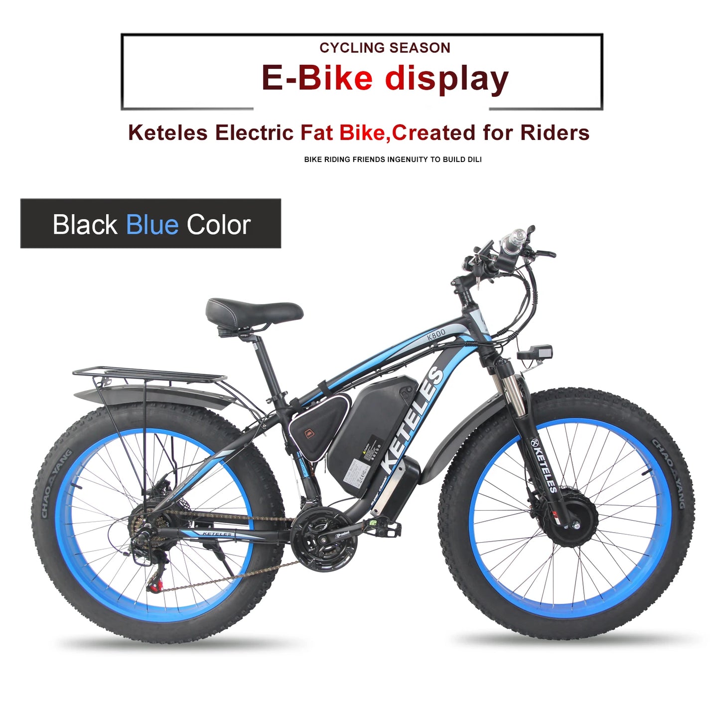 KETELES K800 1000W 17.5AH Electric Bicycle Two Wheel Drive E-Bike Fat Tire Dual Motor Electric Bike For Men 26 Inch