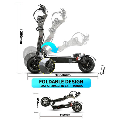 X14 Adult Electric Scooter with Maximum Speed of 65 Mph Travel 70 Mph 60V/72V 50AH,10000W Dual Electric Scooter Off-road