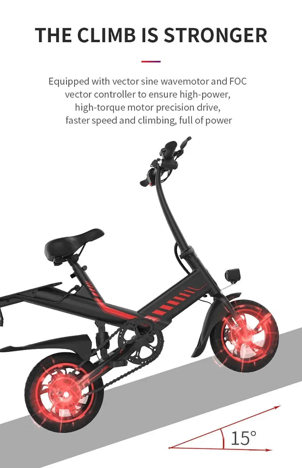 Y1S Electric Bike 12 inch Tire Brushless Motor 25km/h Max Speed, 36V 7.8Ah Lithium Battery City Bicycle 45km Rang