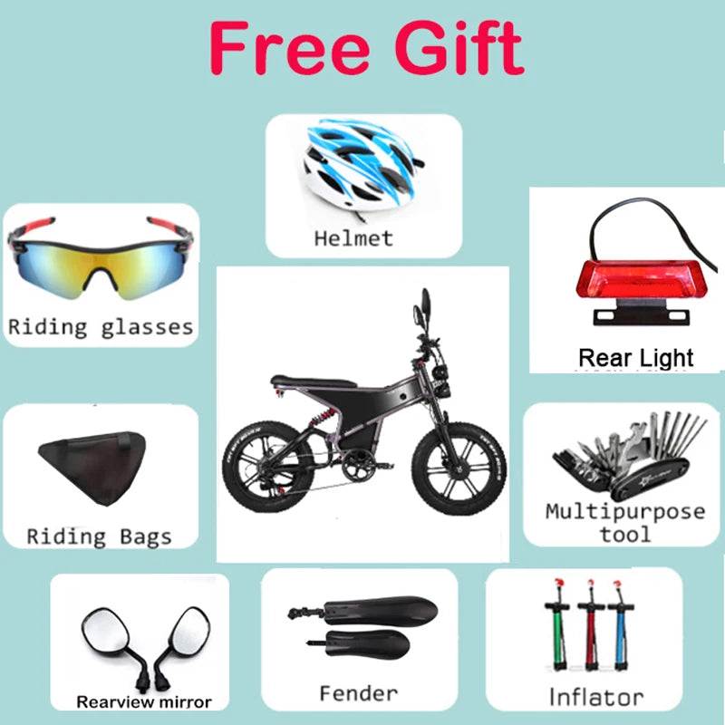 RANDRIDE DM711 1000W * 2 Dual Motor  Removable Battery 20AH shinado 7 Speed 20 "* 4.0 Fat fire bike