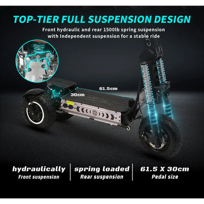 OOTD T30 Electric Scooter 3200W Dual Motor 60V 31.2Ah NFC Unlocking Function E-Scooter 13" Off-road Fat Tires Scooters Electric