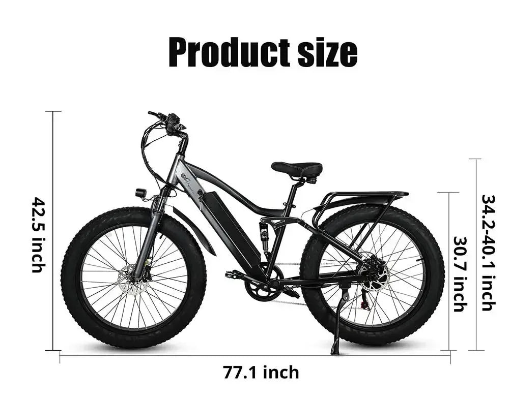 CMACEWHEEL TP26 Electric Bicycle  48V17AH Lithium Battery Adult Riding Electric Bike 26*4 inch Fat Tire Mountain Snow E-bike