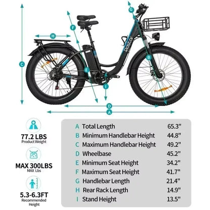 Ridstar MN26 E Bike  Powerful Electric Motor 48V20AH Battery Adult Electric Bicycle 26*4.0-in Fat Tire Snow Electric Bike