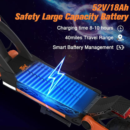 KuKirin G3 Electric Scooter 1200W Rear Motor 52V18Ah Adult E-Scooter 50KM/H Max Speed Touchable Display Control Panel EScooters