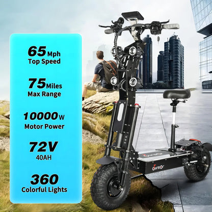 X14 Adult Electric Scooter with Maximum Speed of 65 Mph Travel 70 Mph 60V/72V 50AH,10000W Dual Electric Scooter Off-road