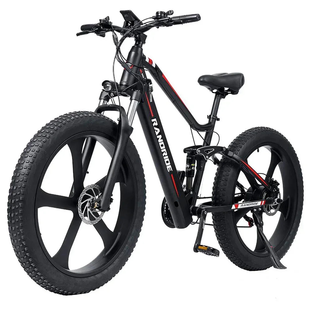 RANDRIDE YX90M Electric Bike, 26'' Fat Tire, 1000W Motor, 48V13.6Ah Battery, 45km/h Max Speed, 100km Range, Hydraulic Brake, LCD
