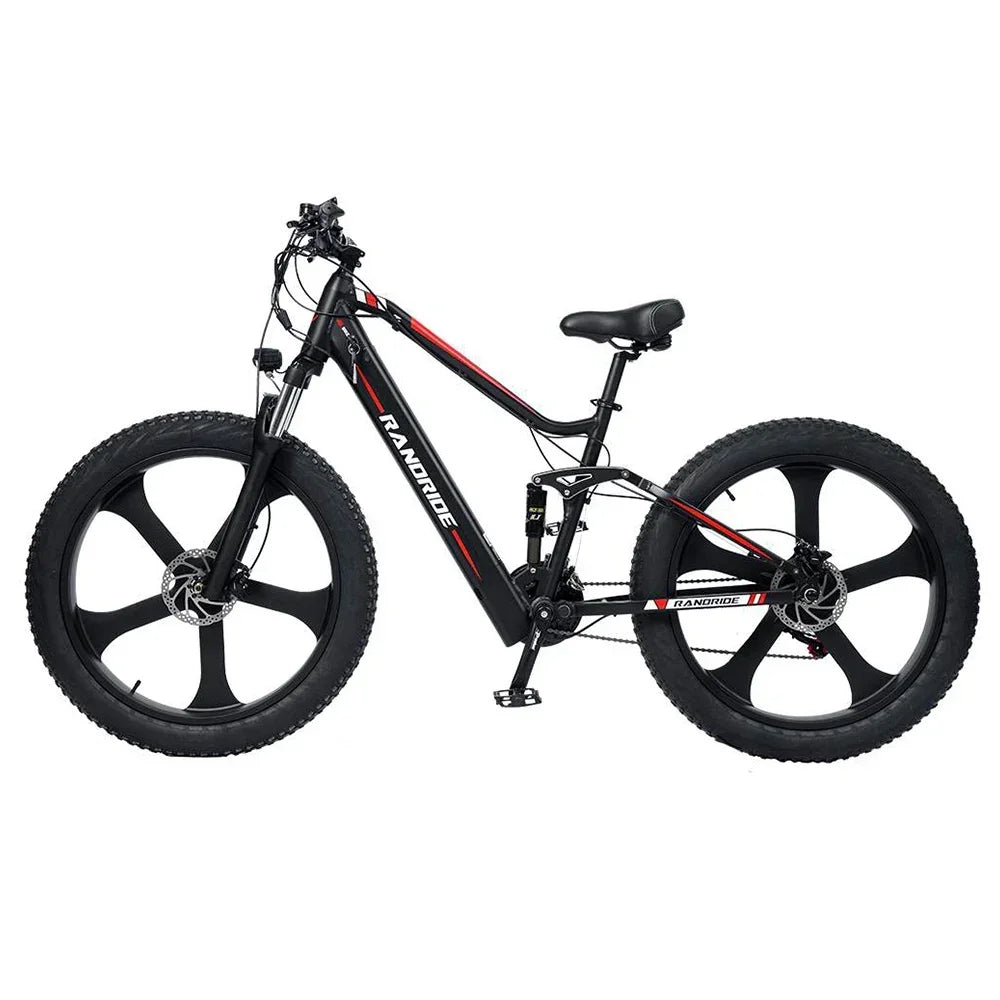 RANDRIDE YX90M Electric Bike, 26'' Fat Tire, 1000W Motor, 48V13.6Ah Battery, 45km/h Max Speed, 100km Range, Hydraulic Brake, LCD