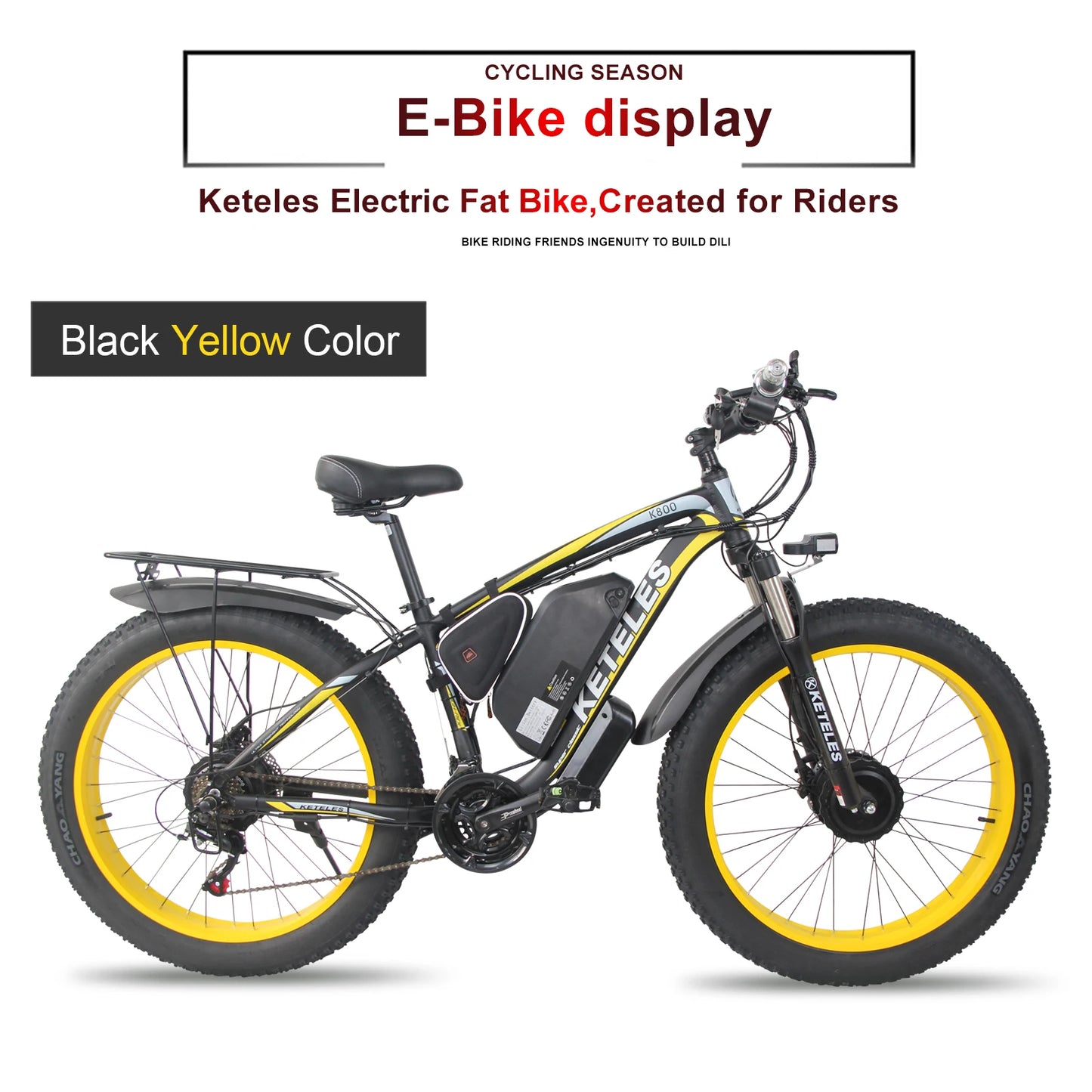 KETELES K800 1000W 17.5AH Electric Bicycle Two Wheel Drive E-Bike Fat Tire Dual Motor Electric Bike For Men 26 Inch