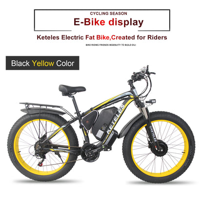 KETELES K800 1000W 17.5AH Electric Bicycle Two Wheel Drive E-Bike Fat Tire Dual Motor Electric Bike For Men 26 Inch