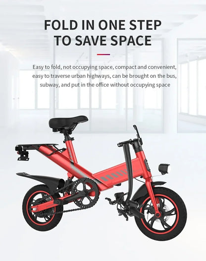 Y1S Electric Bike 12 inch Tire Brushless Motor 25km/h Max Speed, 36V 7.8Ah Lithium Battery City Bicycle 45km Rang